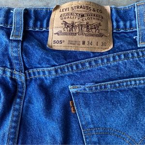 Levi’s 505 vintage orange tab 90s 1997 faded worn denim jeans 32x29